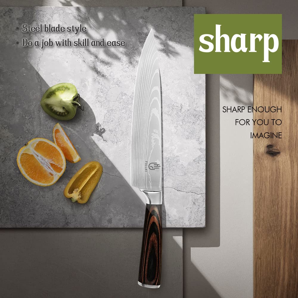 FULLHI Knife Set, 14-piece Japanese Knife Set, sharp Stainless Steel Kitchen Knife Set.