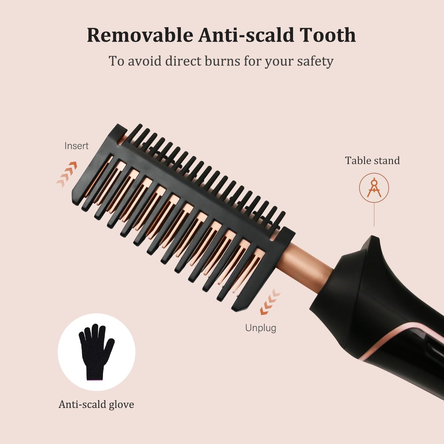 80°C-230°C Hot Comb for Afro hair/Lace wigs/Beard, janelove Ceramic Straightening Comb with HD LCD Display, Quick Heating Hair Straightener Brush/Beard Straightening Comb for Men