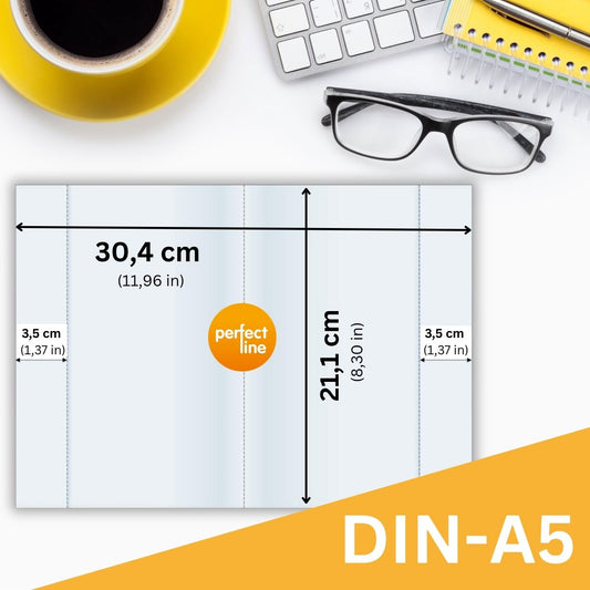 perfect line - 125 notebook covers A5, 5 colors - notebook cover transparent embossed - notebook protector made of recyclable PP, document-proof (5 sets (5 x 25 pcs.)