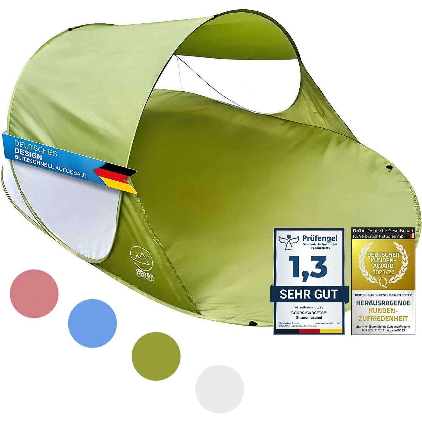 CANYON CRUISE Beach Tent Pop Up Beach Shelter Windbreak on the Beach Instant Self-Assembling Sunshade Outdoor Tent Automatic Shell with UV Protection (Green)