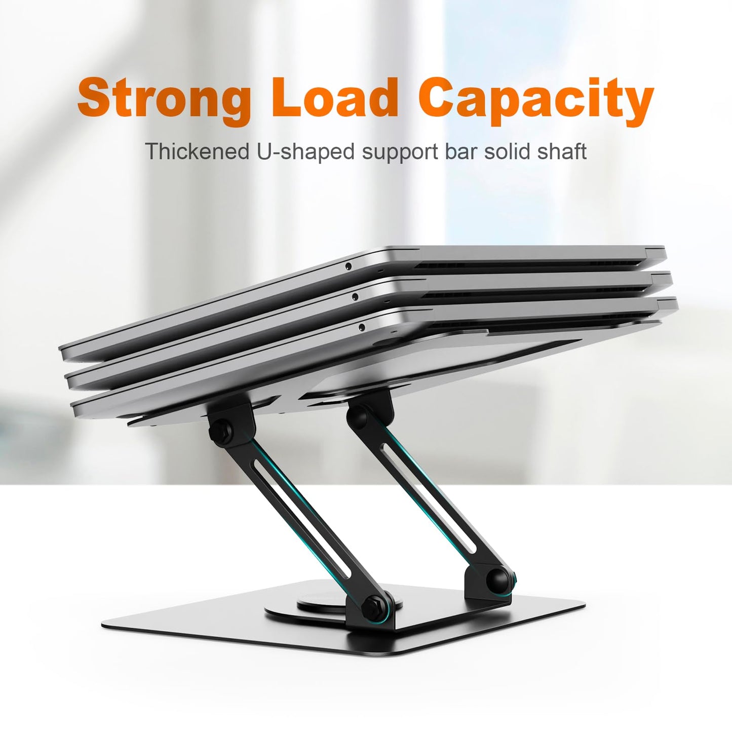 GRIFEMA Laptop Stand Adjustable Height, GB1050 Foldable Laptop Stand with 360° Rotating Base, Ergonomic & Ventilated - Compatible with MacBook Air/Pro, Dell, and 11-17 inch Notebooks - Black