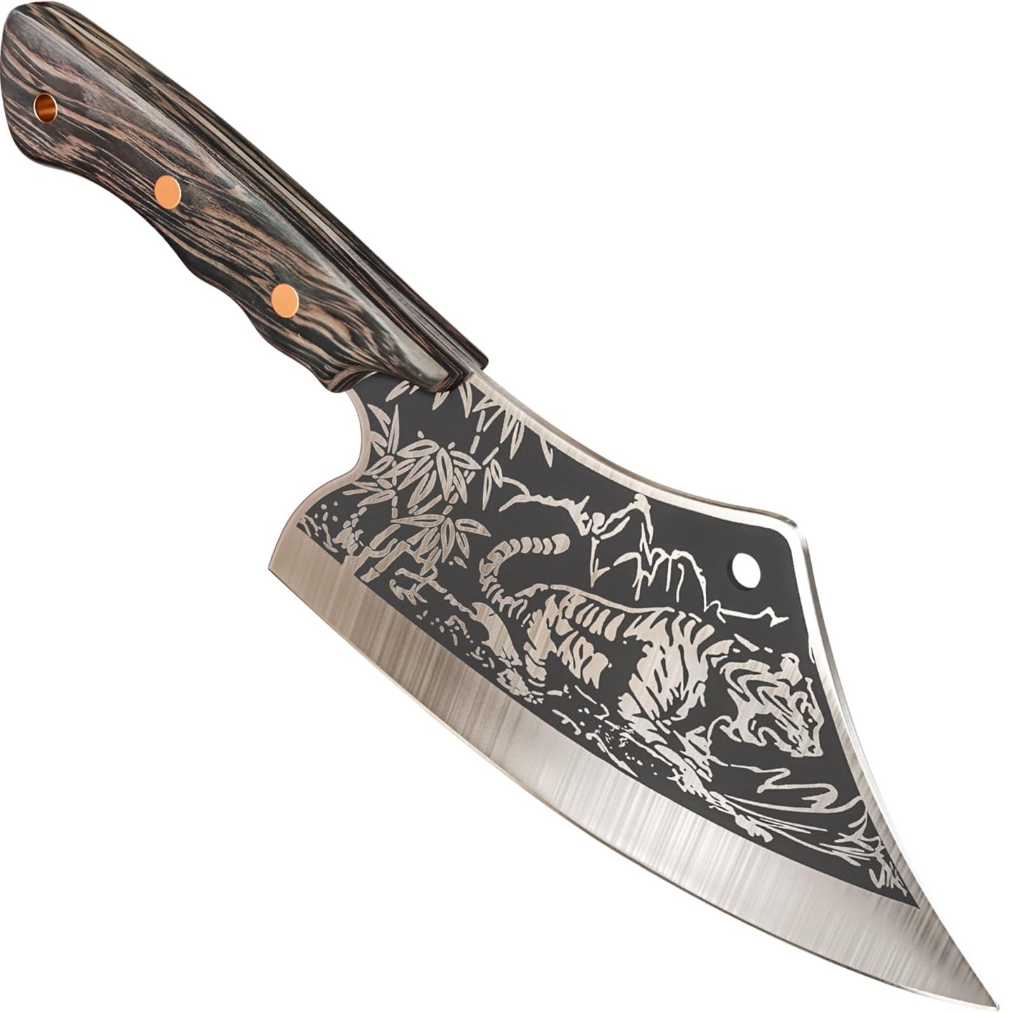 iPatio Japanese knife kitchen knife professional knife, Original Japanese chef's knife in damascus steel, cleaver boning knife with leather sheath, kitchen knife outdoor knife for kitchen camping BBQ.