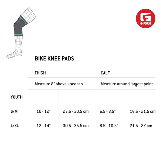 G-Form Pro-X3 Mountain Bike Knee Pads - Knee pads for men and women - Black/White, Youth S/M