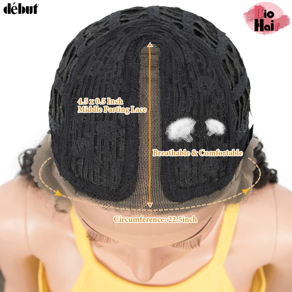 DEBUT Lace Front Wig Long Curly Wig for Women 76 cm 263g Synthetic Hair Side HD Lace Front 150% Density(76 cm,1B)