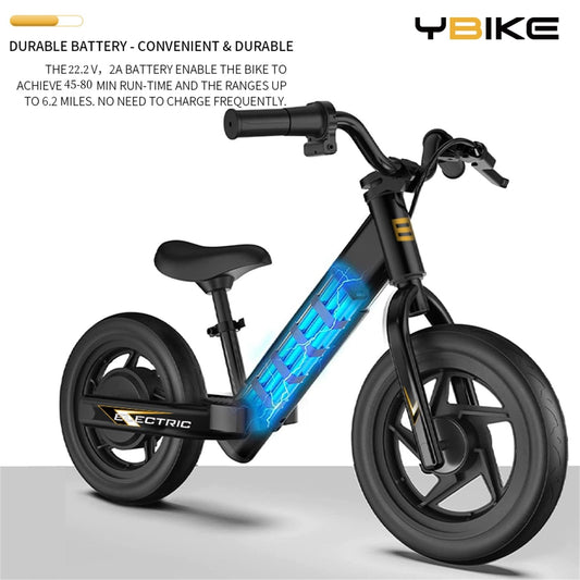 YBIKE balance bike, 12-inch electric balance bike for ages 3-5, kids electric balance bike with adjustable seat, training vehicle for children, boys and girls