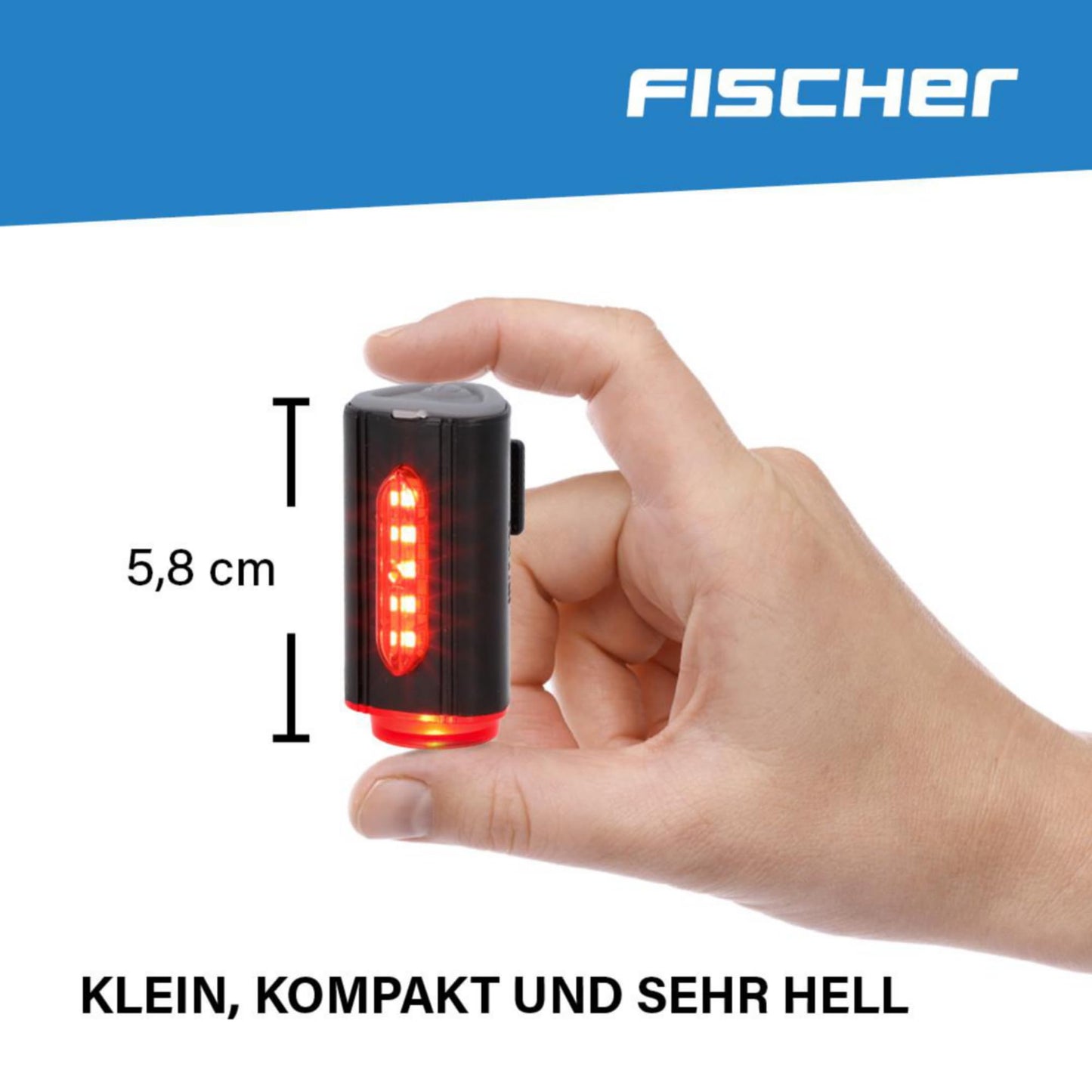 Fishing bicycle lighting set 80/40/20 lux, rechargeable light set Twin, front and 360° rear light, with battery and USB charging function, 3 lighting modes, splash protection according to IP44, approved by StVZO.