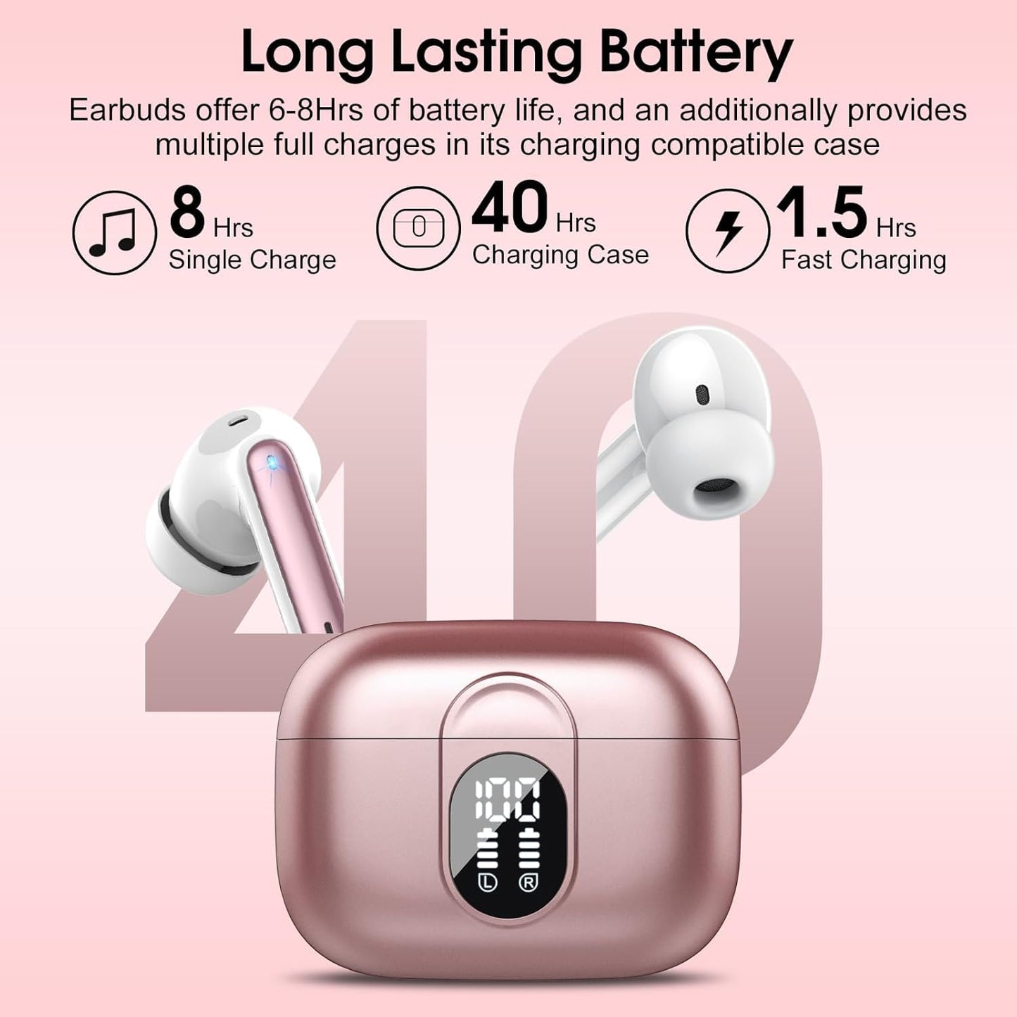 AI headphone translator, 3-in-1 Bluetooth 5.3 real-time voice translator headphones with 164 languages/6 translation modes, 40hr translator earbuds with ENC mic and app for learning, traveling, business Pink