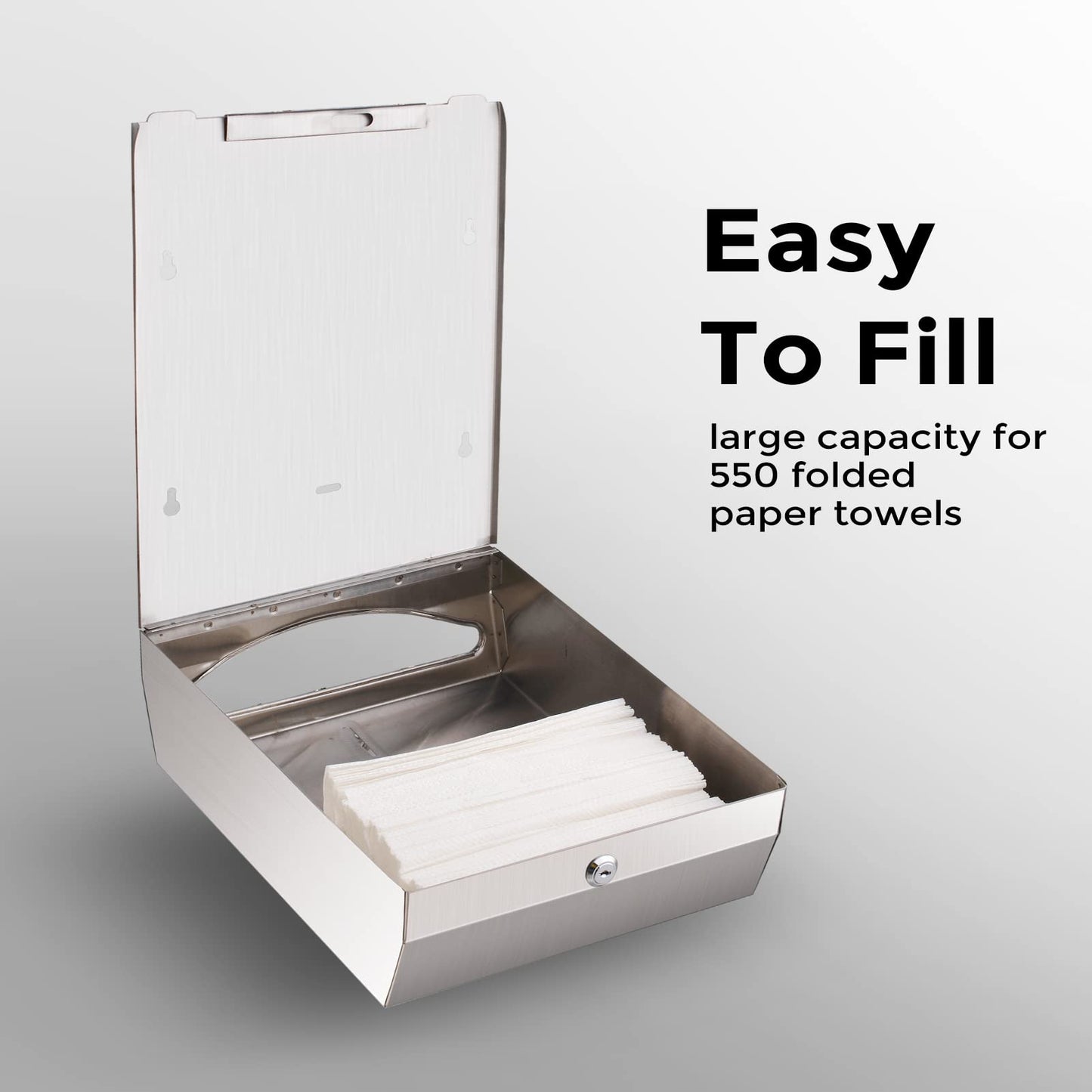 modunful Paper Towel Dispenser Wall Mount - Multifold Trifold Paper Towel Dispenser, Large Capacity Stainless Steel Tissue Holder, Suitable for Bathroom and Public Places