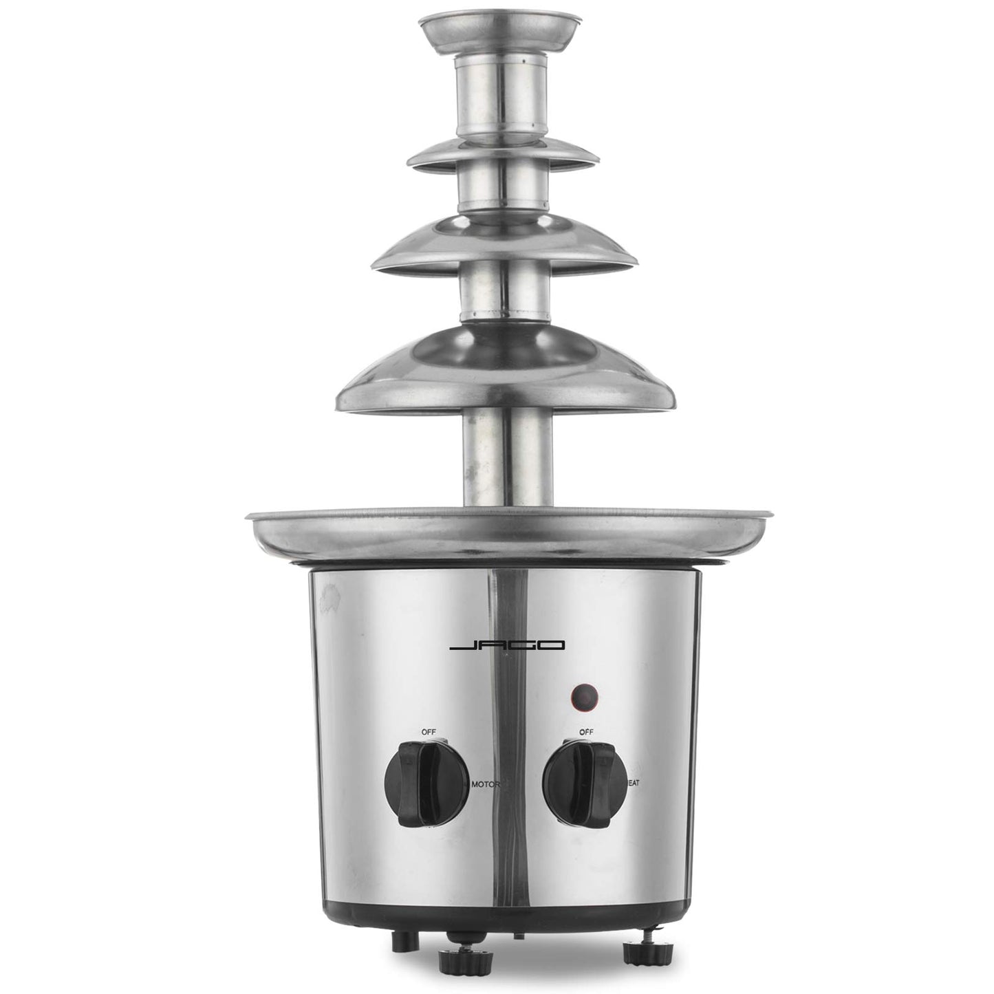 Jago® Chocolate Fountain 275W - 4 tiers, Max. 1 kg chocolate capacity, Stainless steel, Dishwasher safe, Silver - Chocolate fountain, Chocolate fondue, Chocolate fountain.