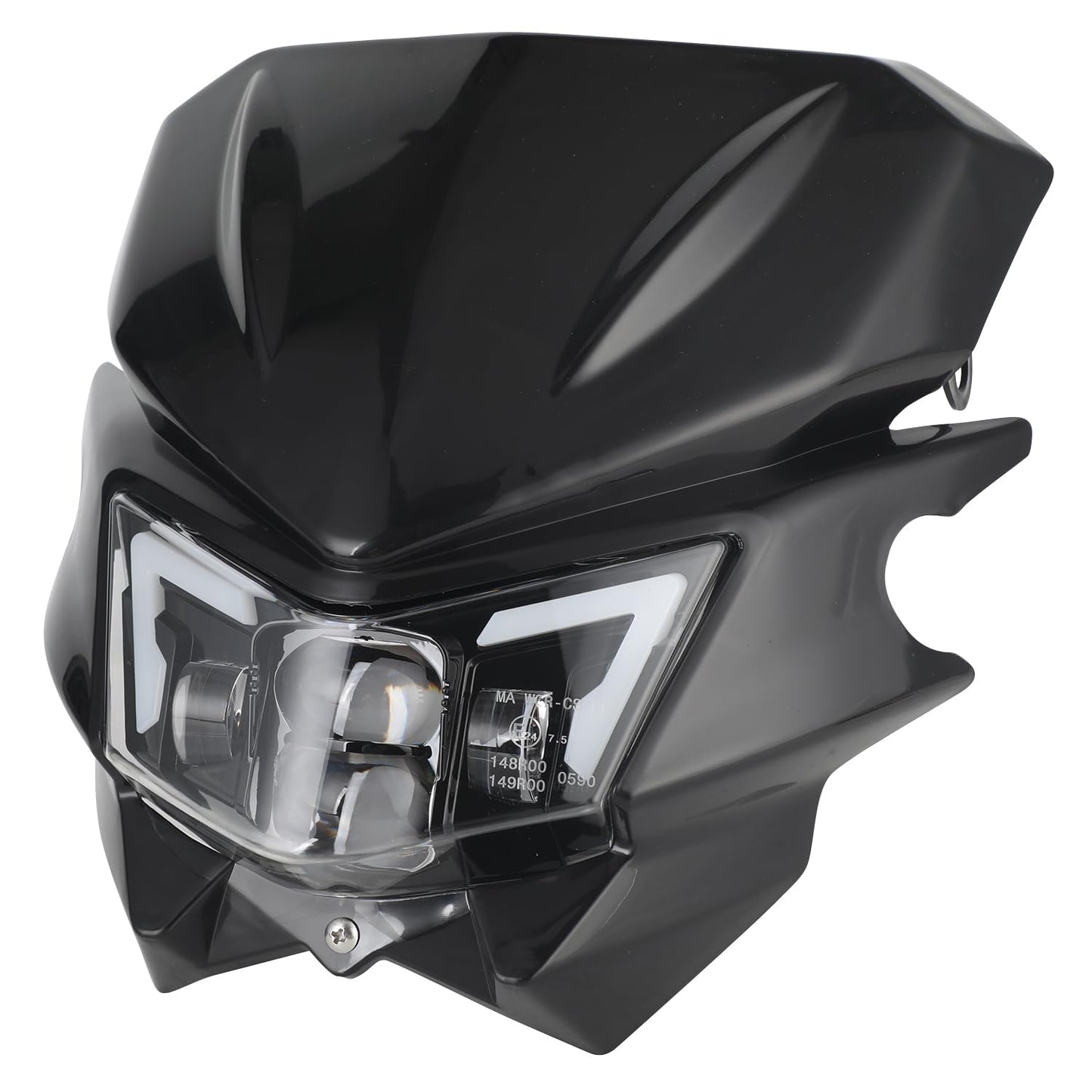 JFG RACING Motorcycle Headlight, Motorcycle Light Mask Fairing Mask Daytime Running Light Headlight Waterproof for Dirt Pit Bike Dual Sport Enduro-Black