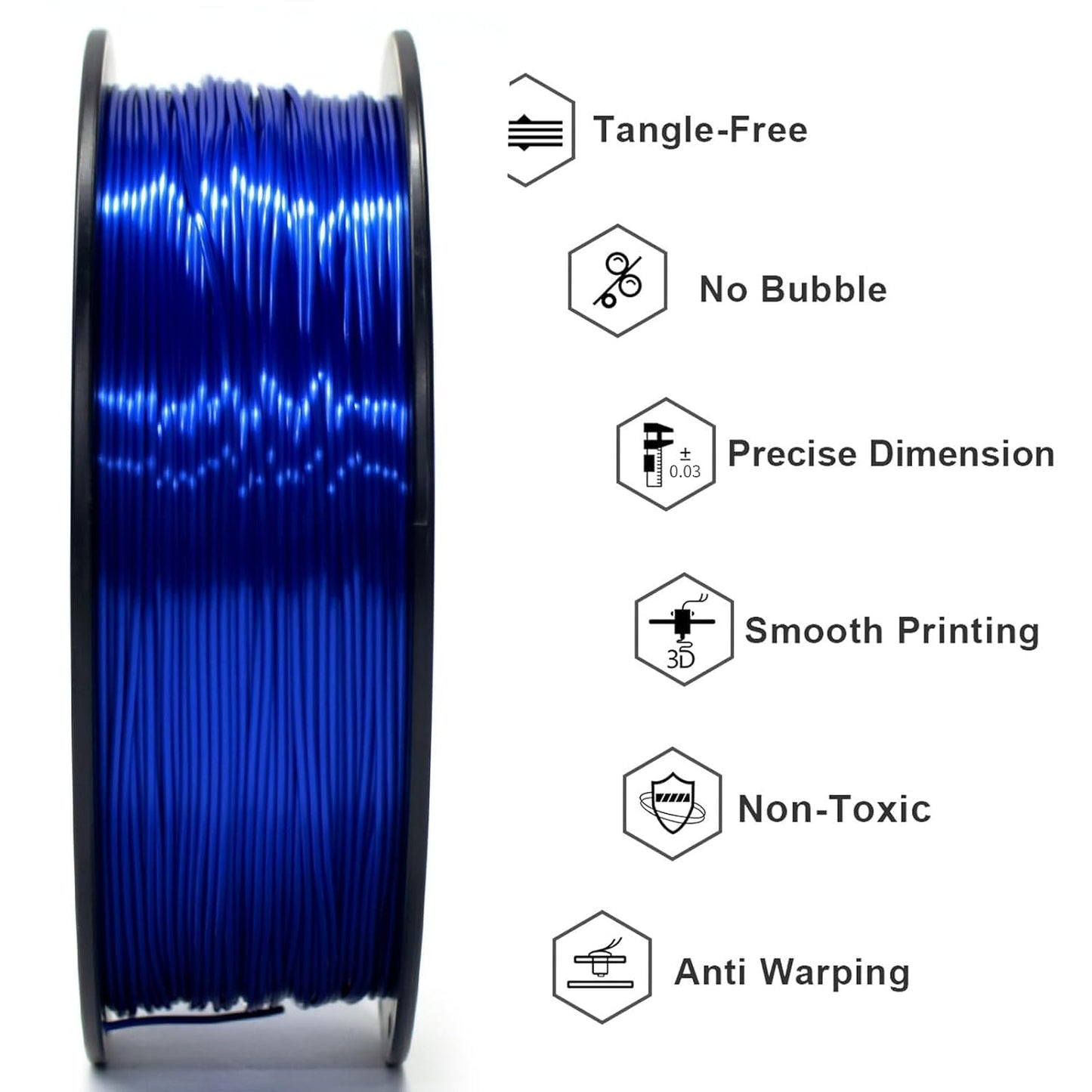 GEEETECH PLA Silk filament 1.75mm, 3D printer filament PLA 1kg Spool (royal blue)