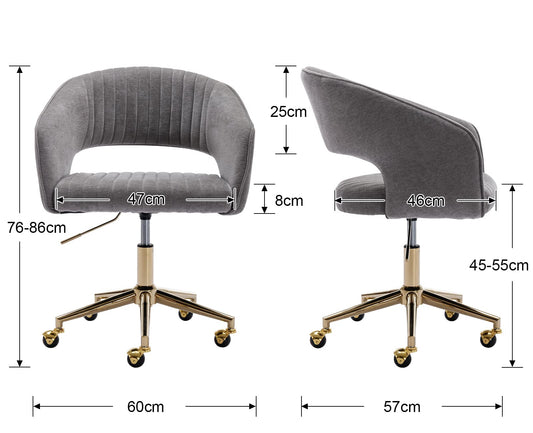 Wahson ergonomic office chair made of chenille Swivel chair with casters Desk chair Aesthetic with armrest for study/home office, Gray.