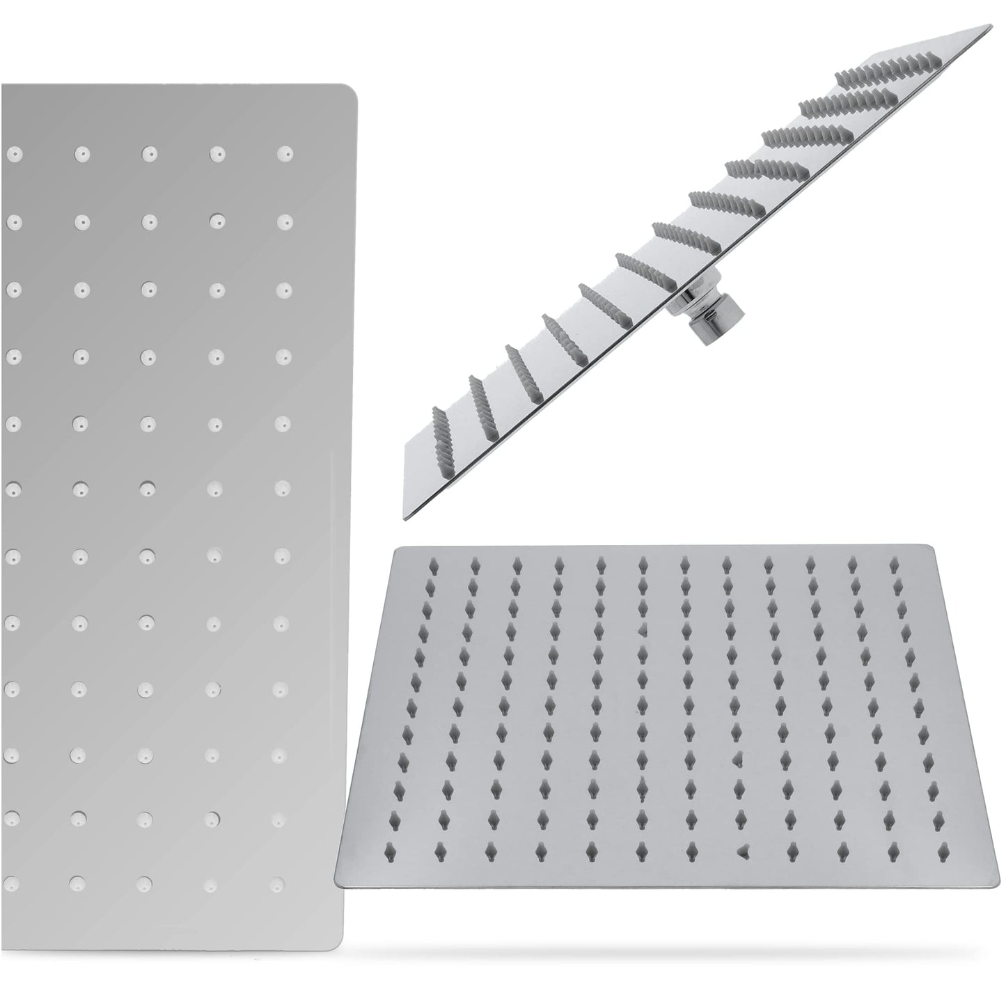 Millto™ Square Stainless Steel Shower Head Rain Shower 30x30 cm XXL | Rain Shower Head Large 12 Inch Shower Head Shower Fittings Anti-Limescale Square | Head Shower Chrome Ultra-Thin Water-Saving Shower Faucet