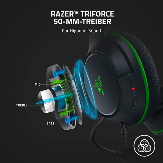 Razer Kaira X - Wired gaming headphones for Xbox Series X|S (TriForce 50mm drivers, HyperClear microphone, 3.5mm jack, cross-platform compatibility) Black