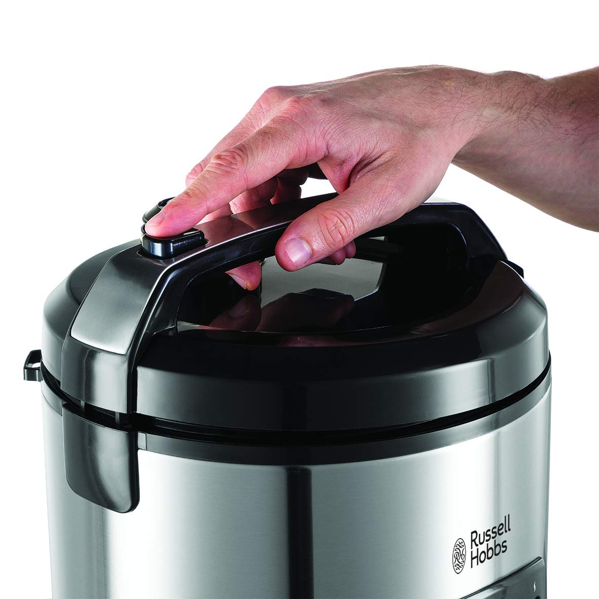 Russell Hobbs Rice Cooker 1.2L with Steamer - includes aroma lid (keep warm function, non-stick cooking pot, rice spoon & measuring cup, stainless steel) 27080-56