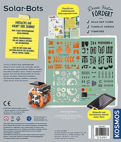 KOSMOS 620677 Solar Bots, Build 8 solar models, robot kit with solar-powered motor, solar cell with motor, experiment kit for children aged 8-12 years.