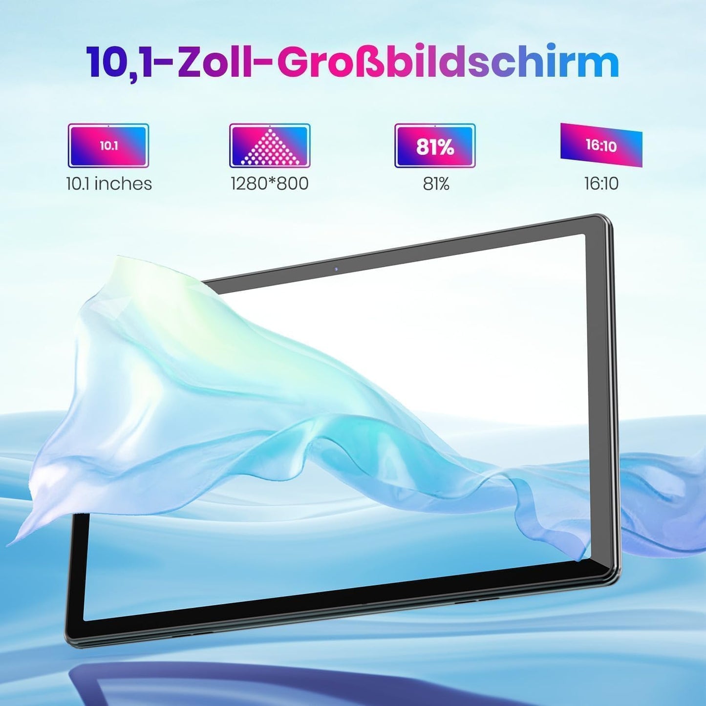 Tablet: Android Tablet - 2025 Android 14 Tablet Latest 10.1-inch Tablets 10GB + 64GB +1TB Expansion, Widevine L1, 2.4G + 5G Wi-Fi 6, 2MP + 8MP, Bluetooth 5.0, 1280 * 800 FHD IPS Grey