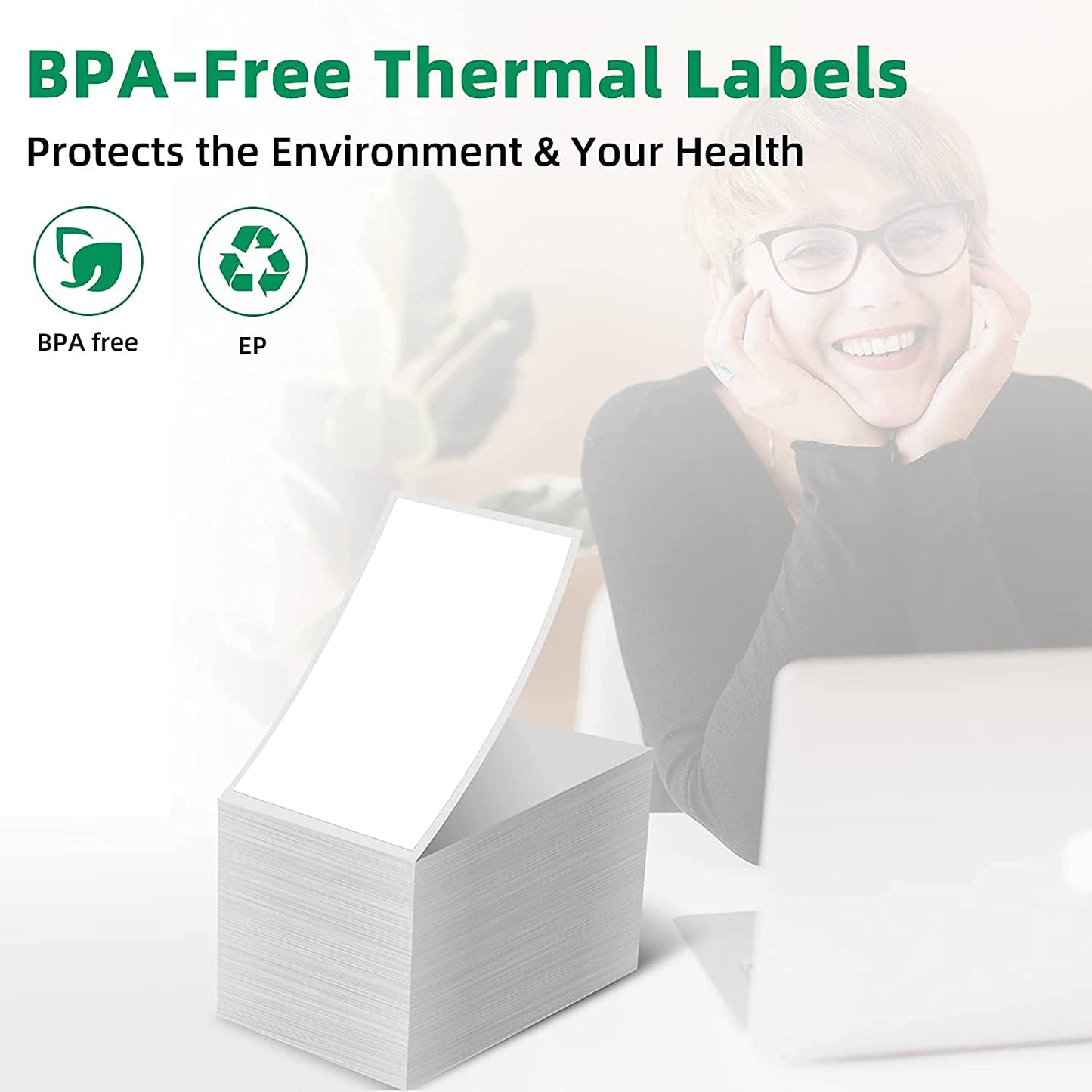 Phomemo labels 4x6 1000 labels/stack, Shipping labels compatible with MUNBYN, Phomemo, Polono label printers, BPA-free thermal labels adhesive for DHL, UPS, DPD-100 x 150 mm
