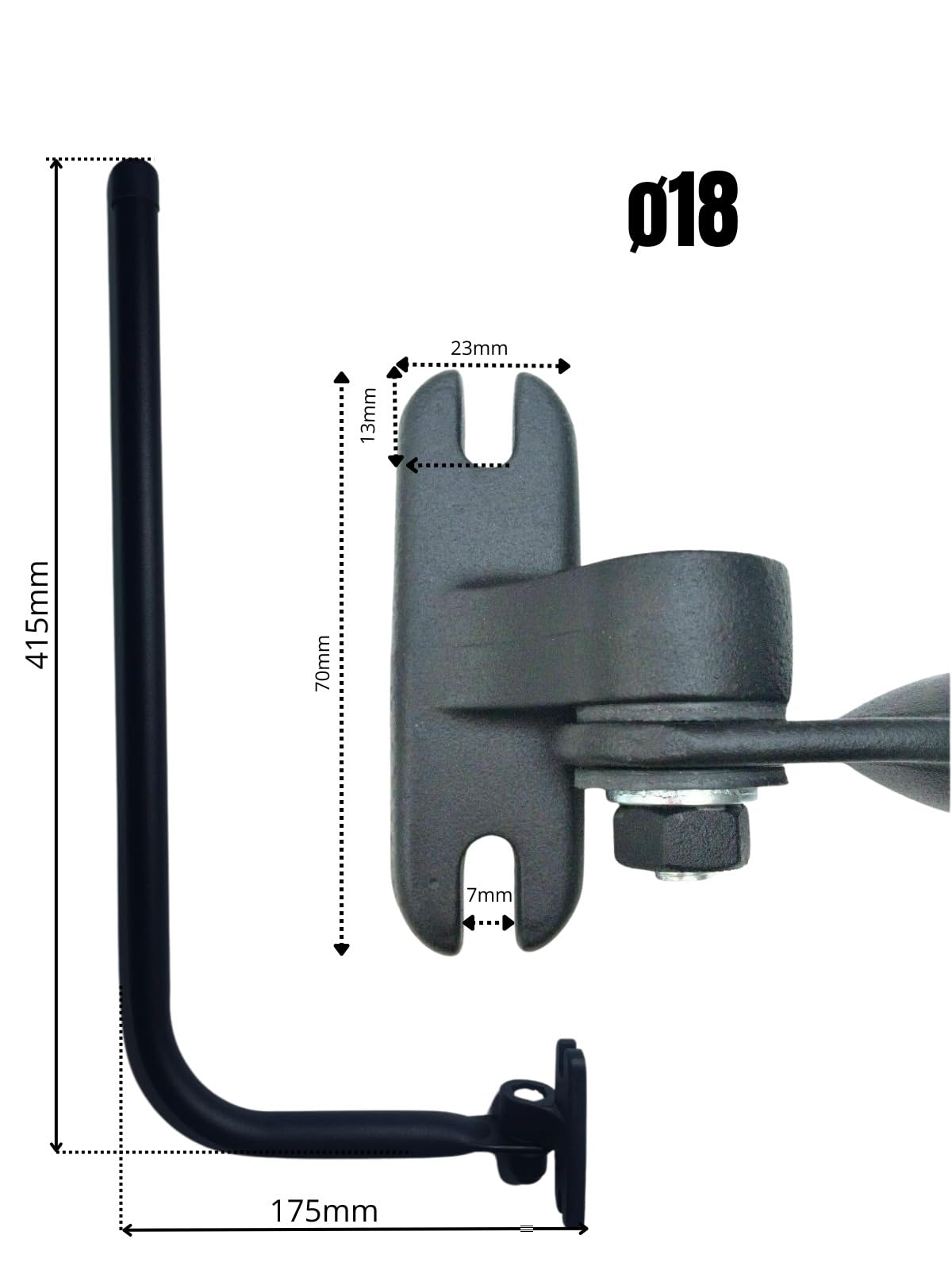 2x exterior mirrors 305x170 ø14-18 for tractor, truck, excavator with mirror holder and arm.