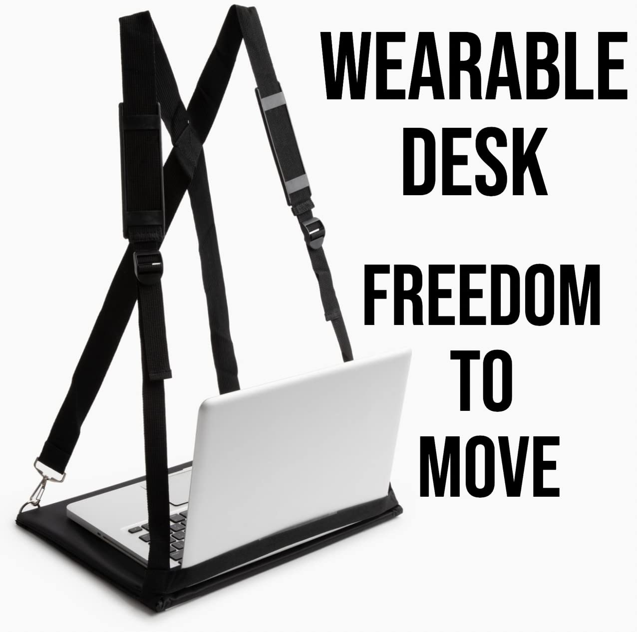 Laptop Harness, standing desk, mobile walking laptop carrier, adjustable desk, and portable laptop stand, hands-free portable desk for laptop (13 inch) or notebook.