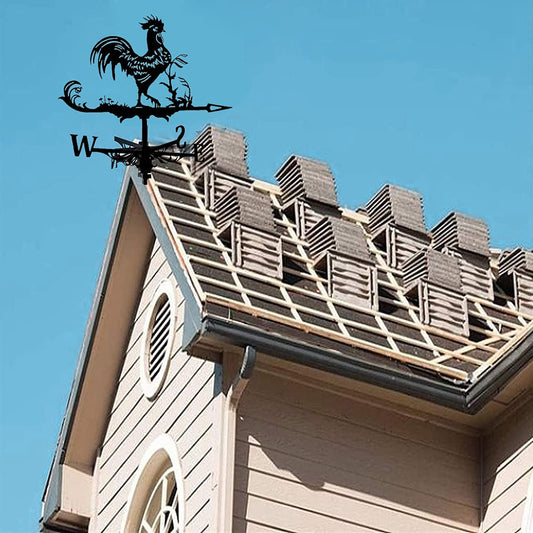 Metal weathervane decoration, wind direction indicator, and stainless steel direction indicator metal jewelry gift for outdoor rooftop garden. Weathervane garden stake measuring tool for roof mounting.