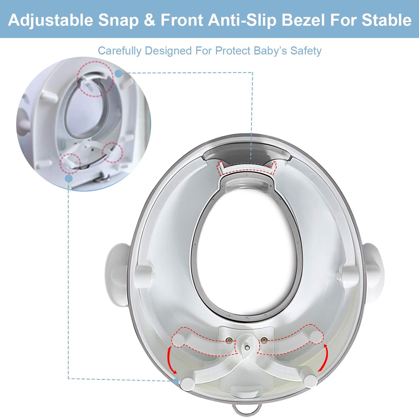 Angelbliss Kids Toilet Seat, Baby Potty Training Toilet Trainer, Children's Toilet Seat for Boys and Girls, Double Anti-Slip Padding Toilet Topper, with Handle and Splash Guard (gray)