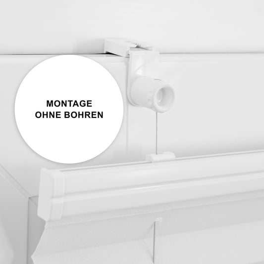 Pleated blind without drilling 35 cm x 200 cm - White - Pleated blind with clamp, roller blinds for windows without drilling, window blinds for indoors, sheer blind, window pleats.