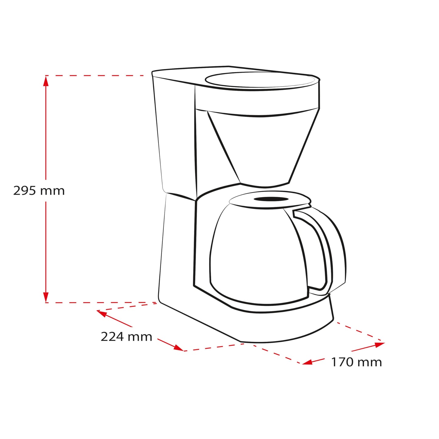 Melitta Easy - Coffee maker with removable swivel filter, filter coffee machine with glass carafe and drip stop, for up to 10 cups of coffee, black