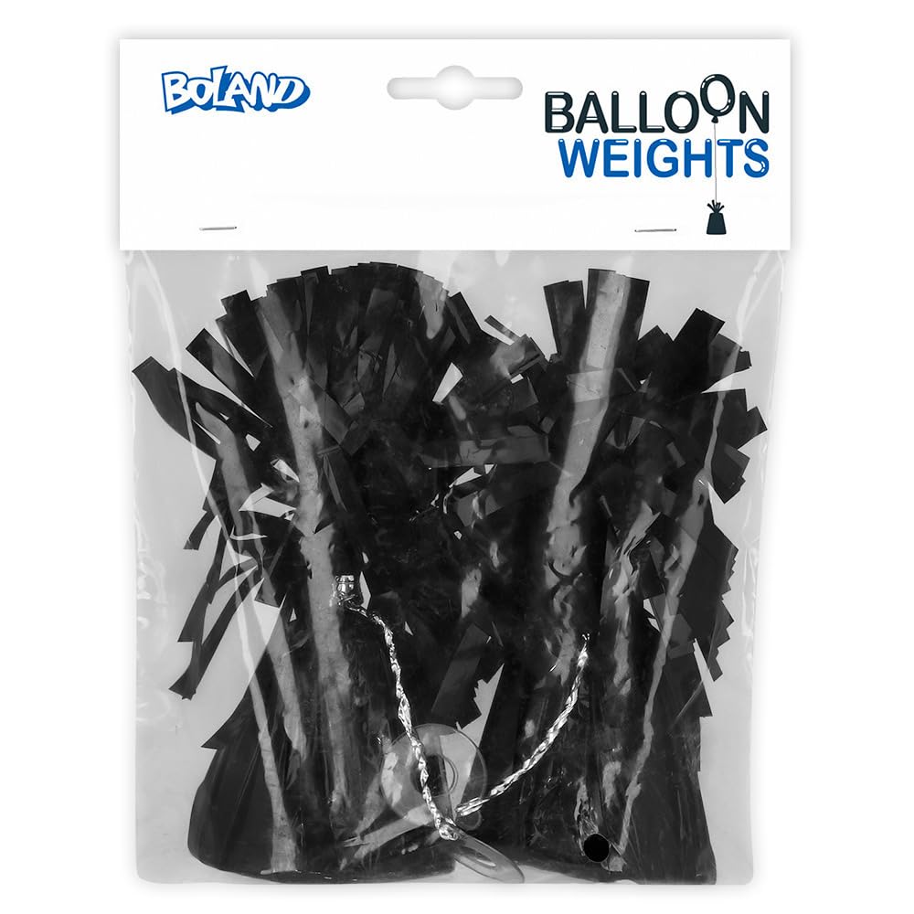 Boland - Balloon weight with metallic foil, 16 pieces, 160 - 180 g, balloon holder, for air balloons and helium balloons, black