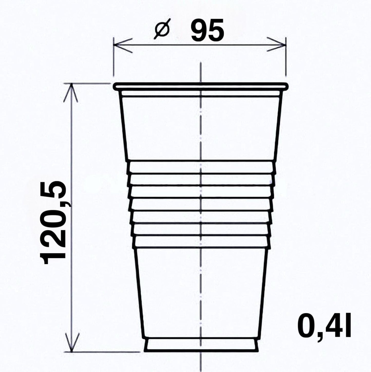 Pack of 100/200 / 500/1000 pcs. drinking cups transparent clear 0.2 l, 200 ml, PP, Ø 70 mm - 0.3 l, 300 ml, PP, Ø 78 mm - 0.4 l, 400 ml, PP, Ø 95 mm (200, 0.4l)