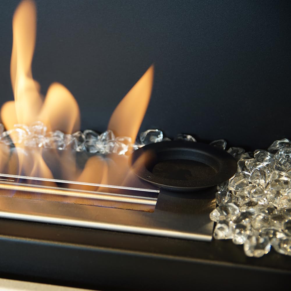 Short bio fireplace, decorative wall fireplace Golf black Closed 374mm x 648mm TÜV - Rheinland tested