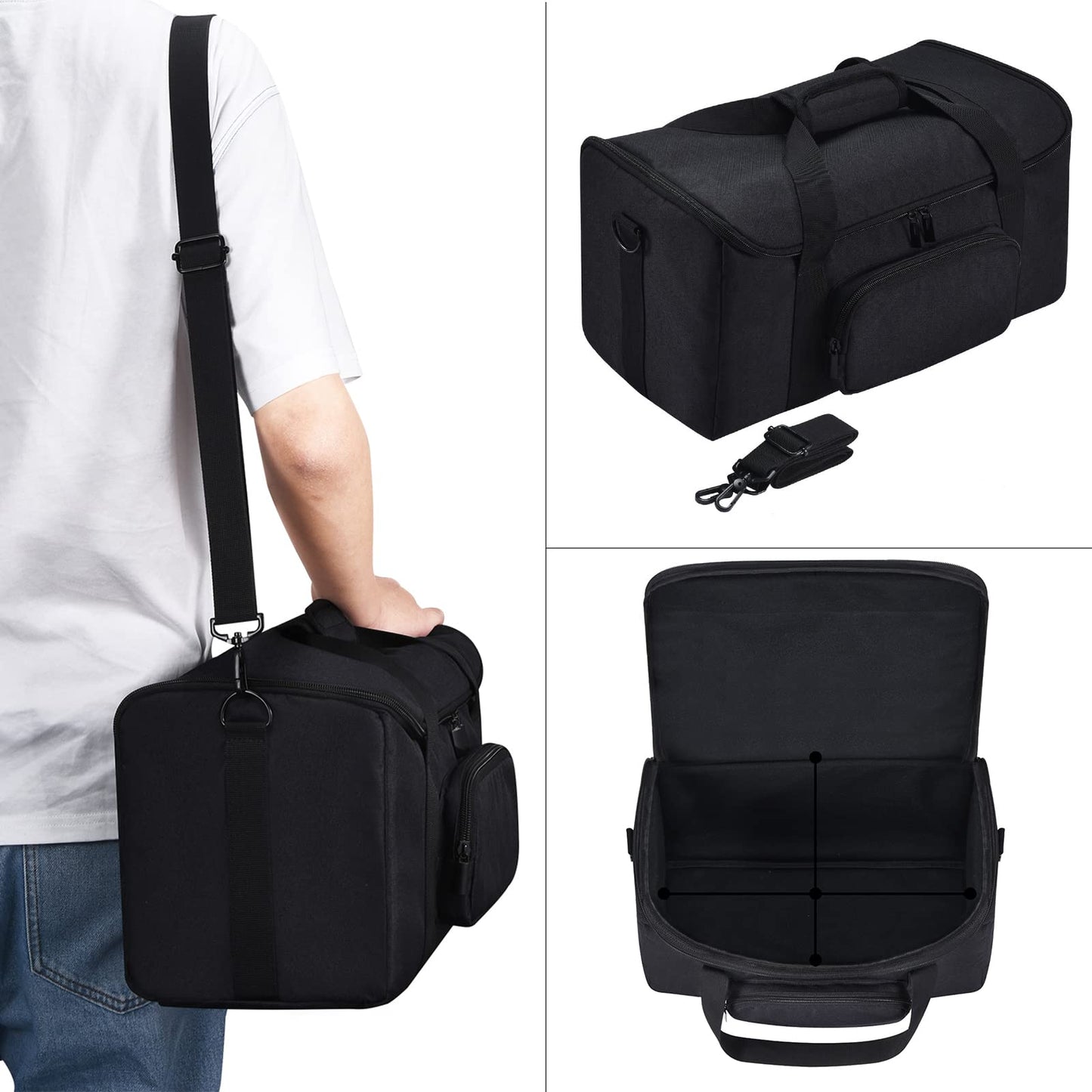 Hzycwgone carrying case for Ultimate Ears HYPERBOOM portable Bluetooth speaker. Includes shoulder strap, additional storage pockets for charger, cables, phone accessories (Black).
