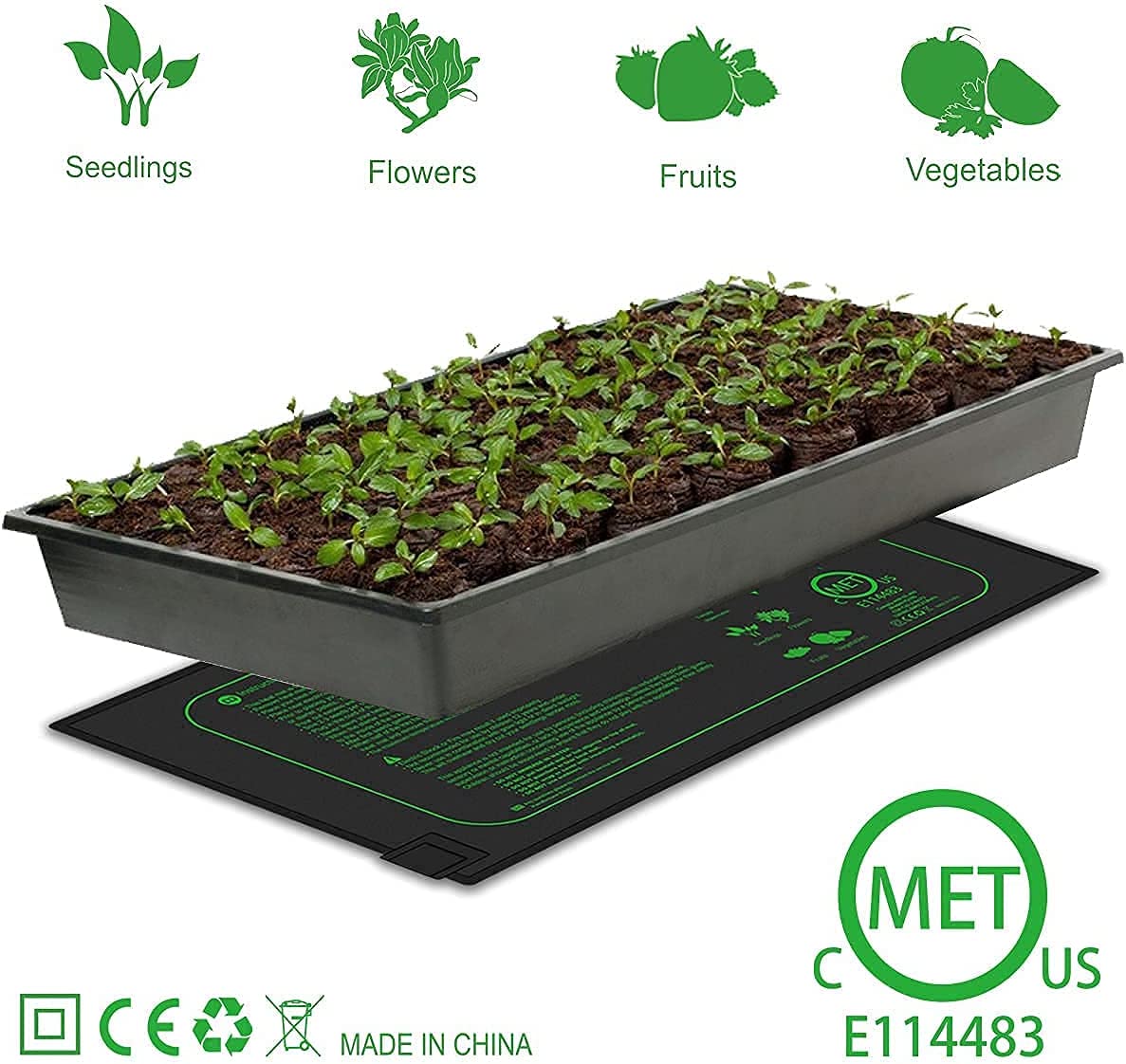 iZELL heating mat for plants with thermostat for seedlings, pets and reptiles - 50W heating mat for germination and temperature regulation, fast warming, safe and durable - 25*52cm