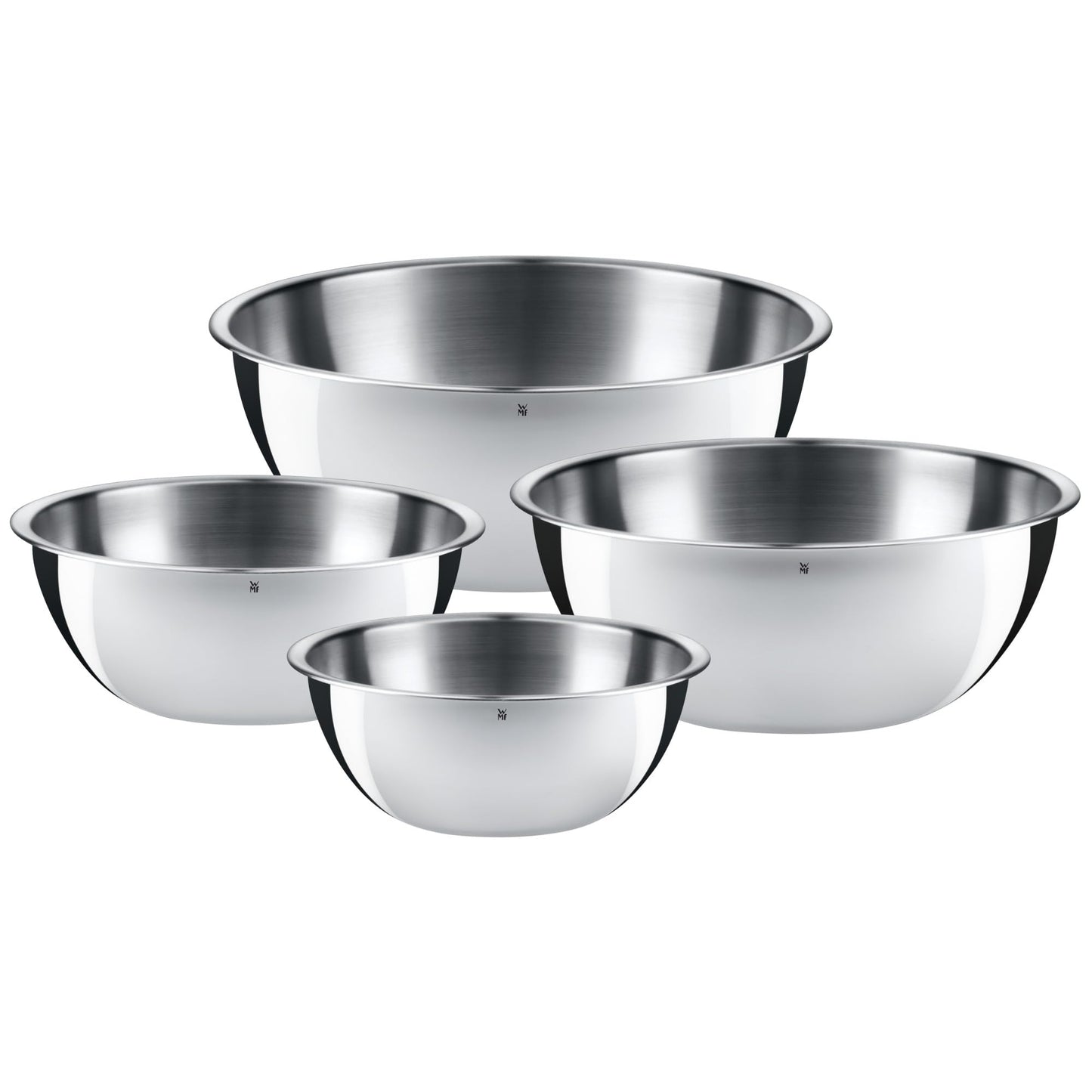 WMF Gourmet Bowl Set 4-piece, Stainless Steel Bowls for the kitchen 0.75l - 2.75l, Stainless Steel Mixing Bowl, Salad Bowl, Serving Bowl, Cromargan, stackable