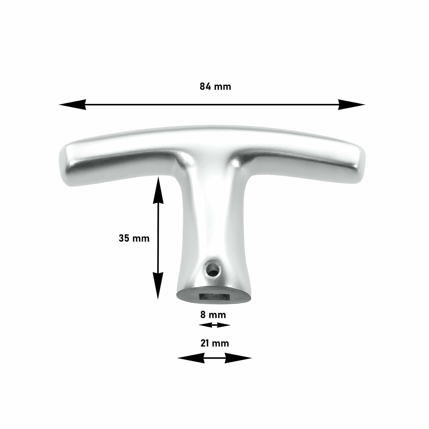 INTRA-TEC garage door handle with interior handle, aluminum F1, ergonomic, 8x60 mm set.
