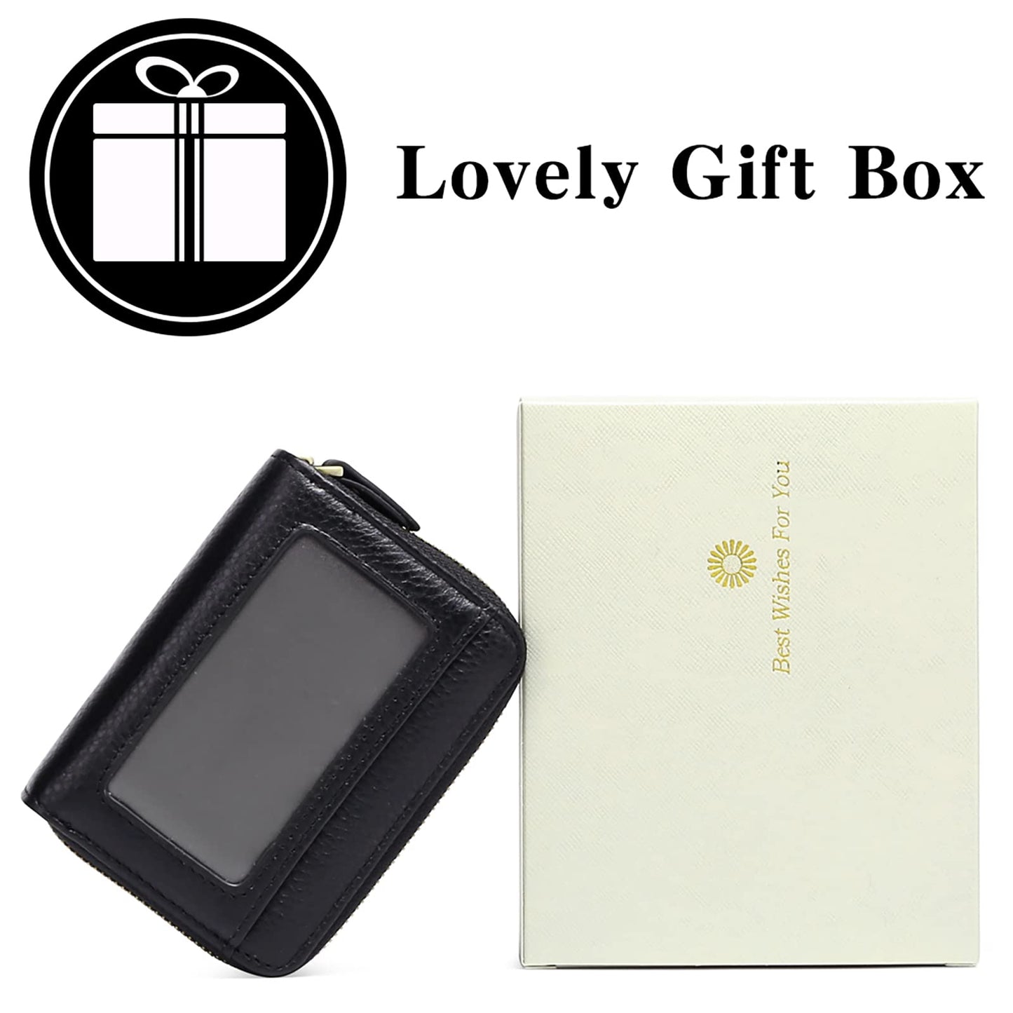 GAEKEAO women's small wallet made of genuine leather, wallet for women with RFID protection, mini women's purse with coin pocket zipper wallet card holder with many card slots.