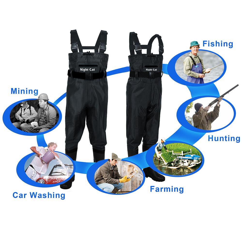 Night Cat Chest Waders Men Women Chest Waders with Boots Waterproof Breathable Crosswater Waders