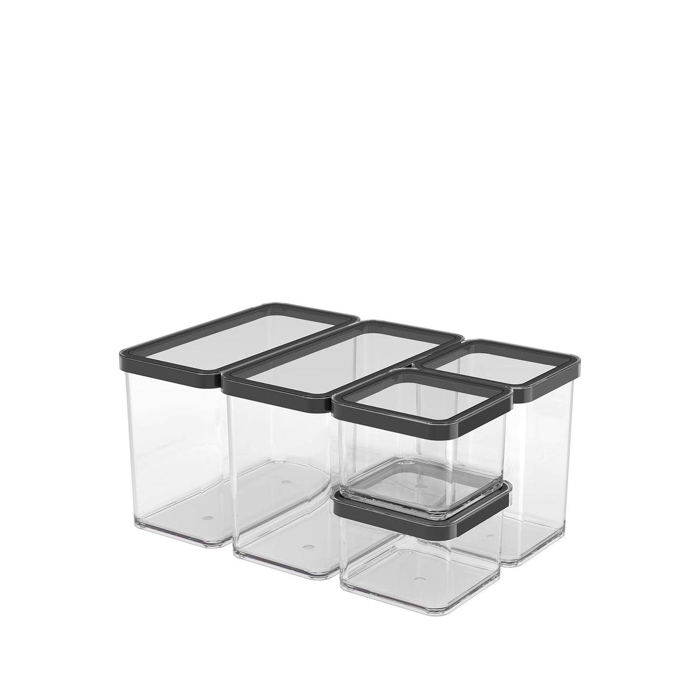 Rotho Loft Set Storage Containers 5 pcs. LOFT, plastic (PP) BPA-free, transparent, (32.3 x 22.3 x 16.6 cm)
