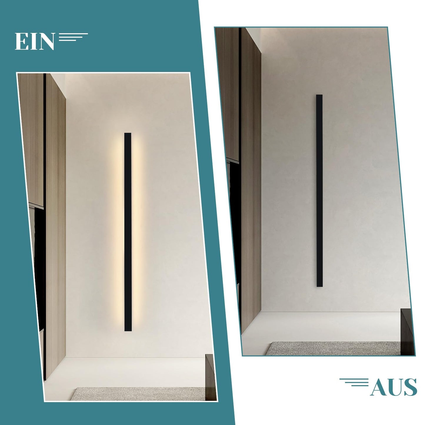ZMH Wall Lamp LED Wall Light Indoor - Modern 100CM 34W Hallway Up Down Warm White Flush-mounted Living Room Lamp Black Bedside Lamp Wall Lighting for Staircase Living Room Children's Room Bedroom