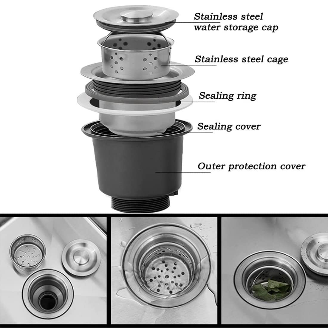 Kitchen sink stainless steel sink with stand free-standing commercial restaurant kitchen washing station hand sink with drain basket for laundry backyard garage outdoor (Color: Hot co