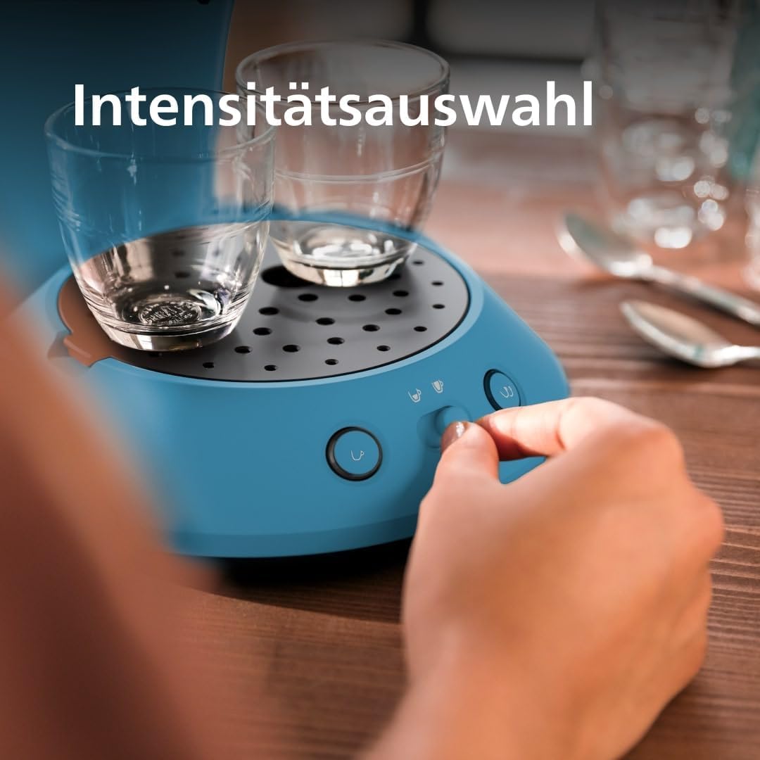 Philips Senseo Original Plus Coffee Pod Machine, Coffee Strength Selection, Coffee Boost Technology, Recycled Plastic, Peacock Blue (CSA210/00)