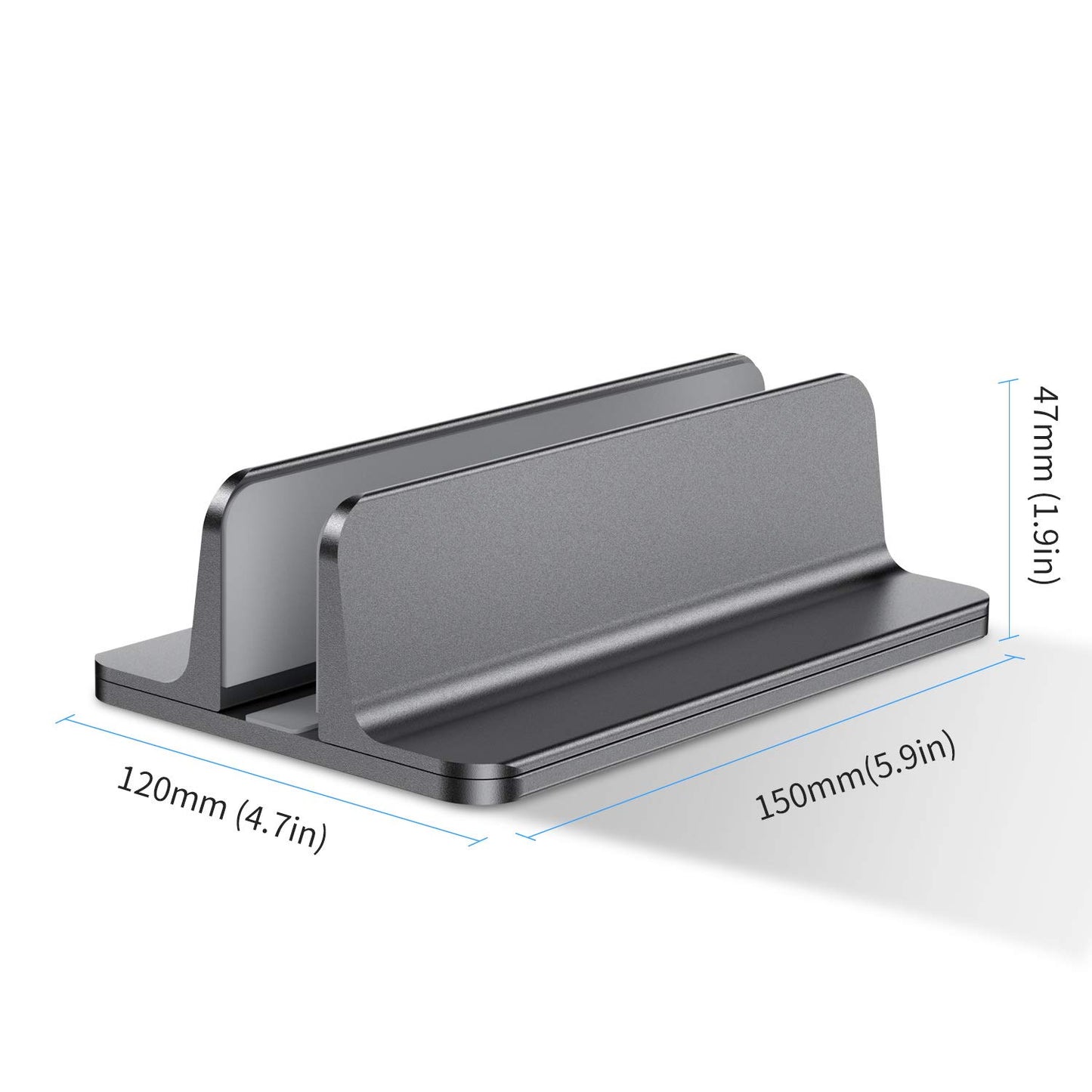 Bewahly Vertical Laptop Stand, Aluminum Adjustable Notebook Stand Space-saving Holder for MacBook Pro/Air, iPad, Samsung, Huawei, Surface, Dell, HP, Lenovo, and other (Gray)