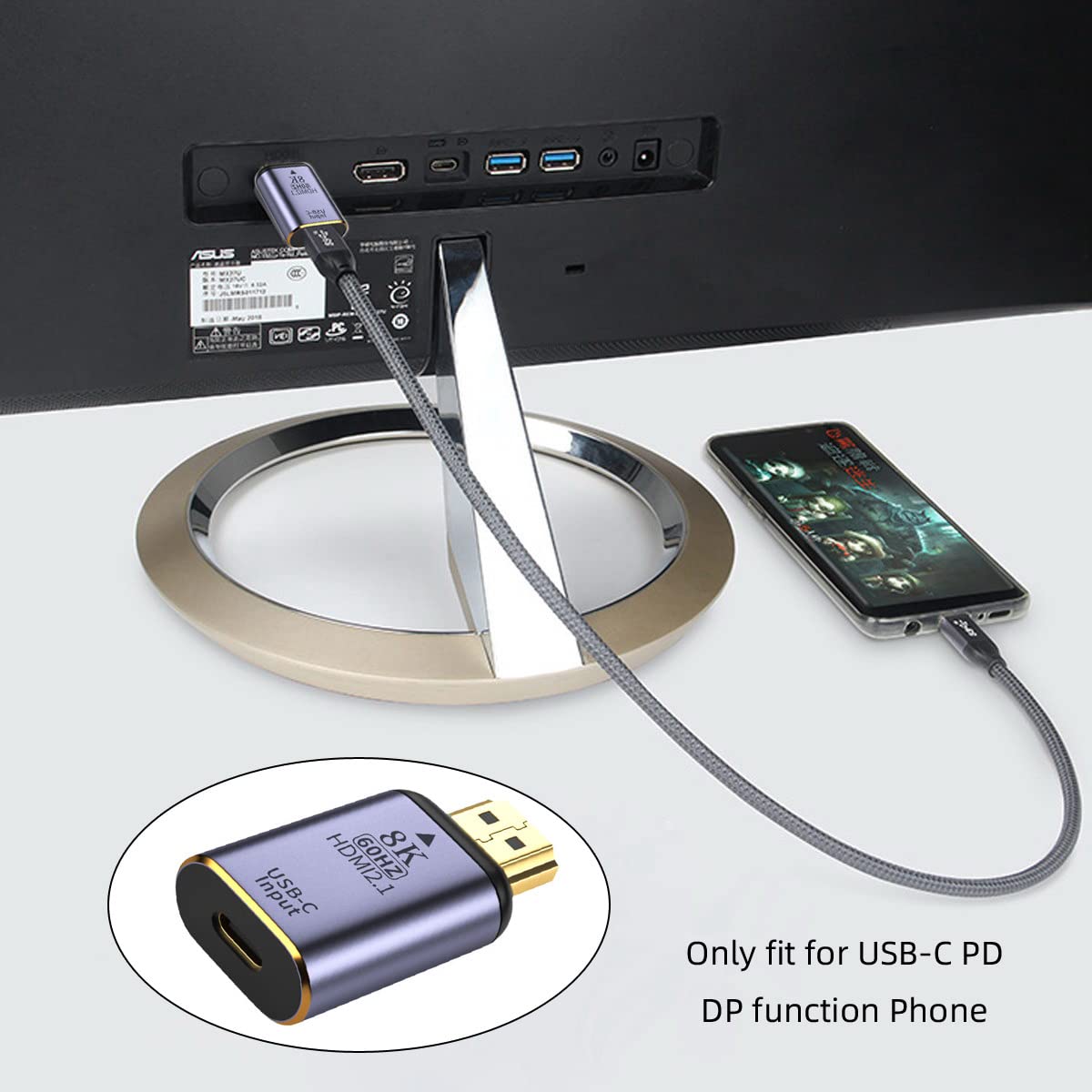 Cablecc USB-C Type-C Female to HDMI Sink HDTV Adapter, 8K @ 60Hz, 4K @120Hz for tablet & mobile & laptop.