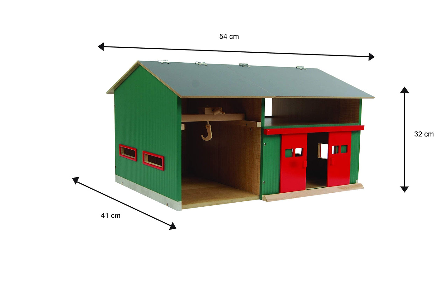 Kids Globe 610816 Workshop with Storage Space (1:32 Scale, Hinged Roof, Movable Gates, Dimensions 41 x 54 x 32 cm, Without Toy Figures and Accessories)