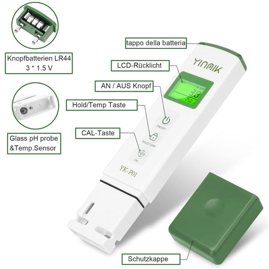 YINMIK Digital pH Meter and TDS Tester Set, TDS EC with a Horizontal Screen, ppm Meter Water, Pool pH Meter, TDS EC Meter for Drinking Water, Aquarium...