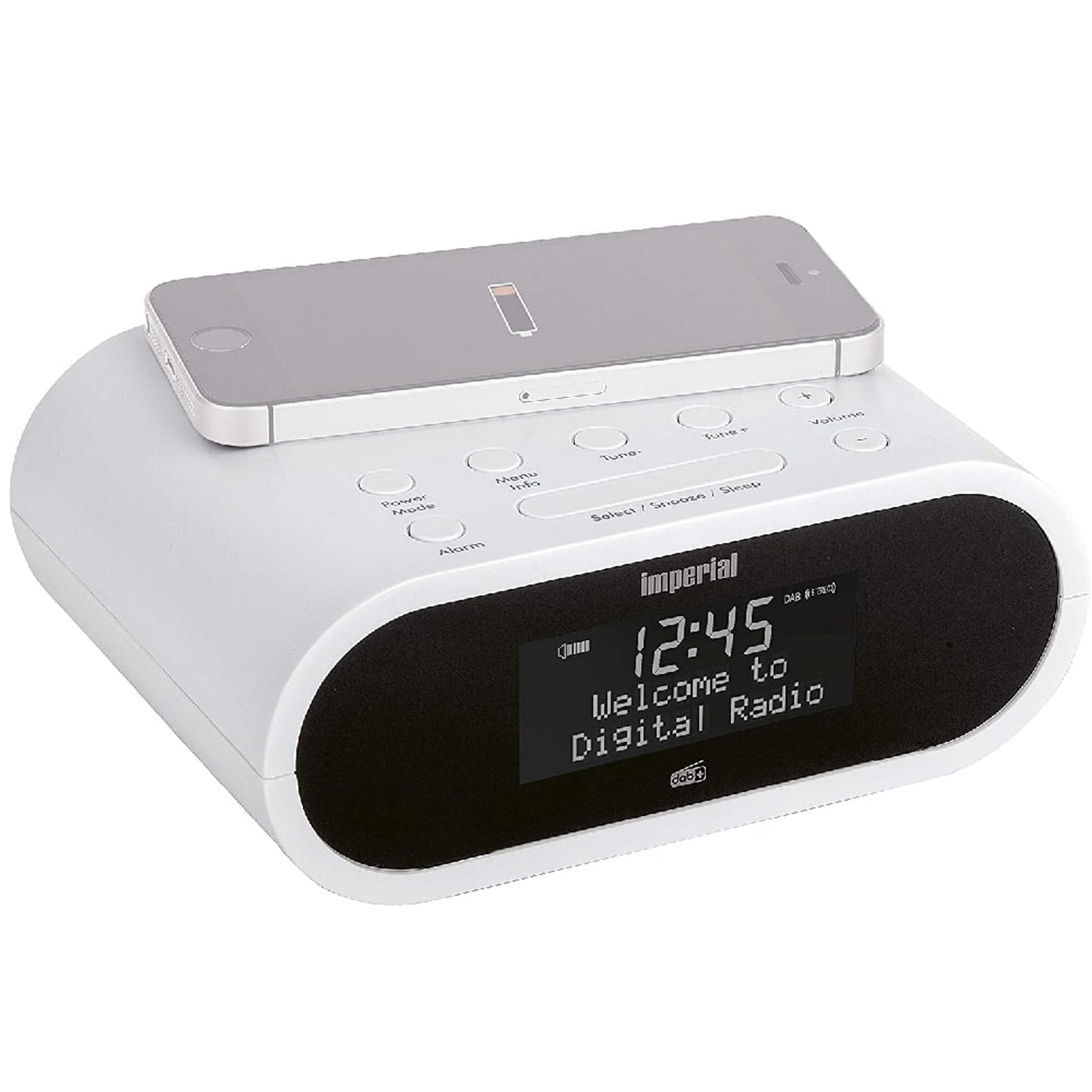 Imperial DABMAN d20 radio alarm clock (DAB+ / DAB/FM, mono, alarm, clock radio, wireless charging function, favorite memory) white.