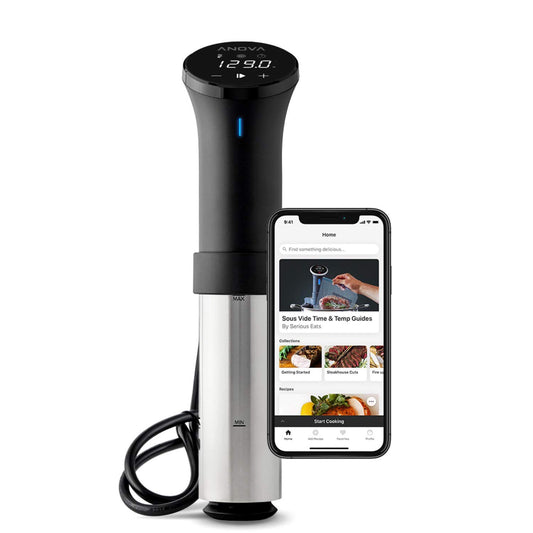 Anova Precision Cooker 2.0 AN500-EU00, Sous Vide Cooker, WiFi, 100 watts, includes Type-C plug for EU use, Bluetooth, Anova App, Black and Silver.