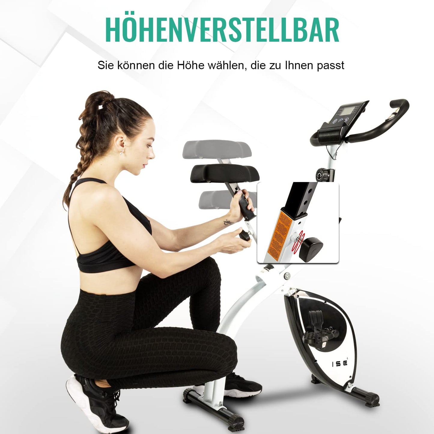 ISE Home Trainer Bike Foldable Home Trainer Bike Foldable Quiet & Comfortable Indoor Bike for Cardio Training Foldable Ergometer Home Trainer Seniors 8 Magnetic Resistance Levels