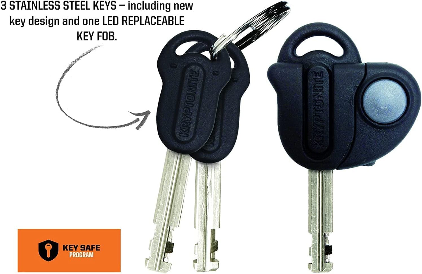 Kryptonite 808 Cable Lock Evolution series 4 Integrated Chain 1090, Black, 90cm & Evolution Mini 7 Cable Kryptoflex Lock, black/orange, One Size