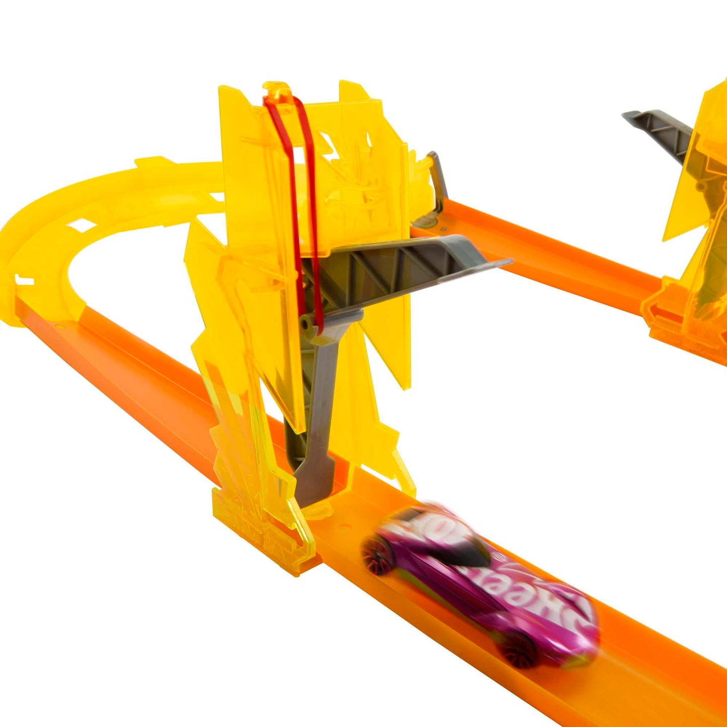 HOT WHEELS Flash Starter Set - Modular storage box with track pieces like loops and curves, flippers and straight tracks, includes 1 car, for kids 4+ years old, HMC03